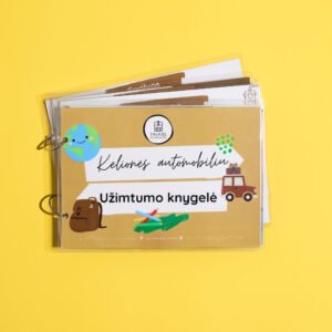 Kelionės automobiliu daugkartinė užimtumo knygelė (2-5 m. vaikams)