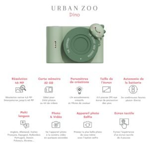 The Zoo Family Urban Zoo - Dino Green vaikiškas fotoaparatas dinozauras
