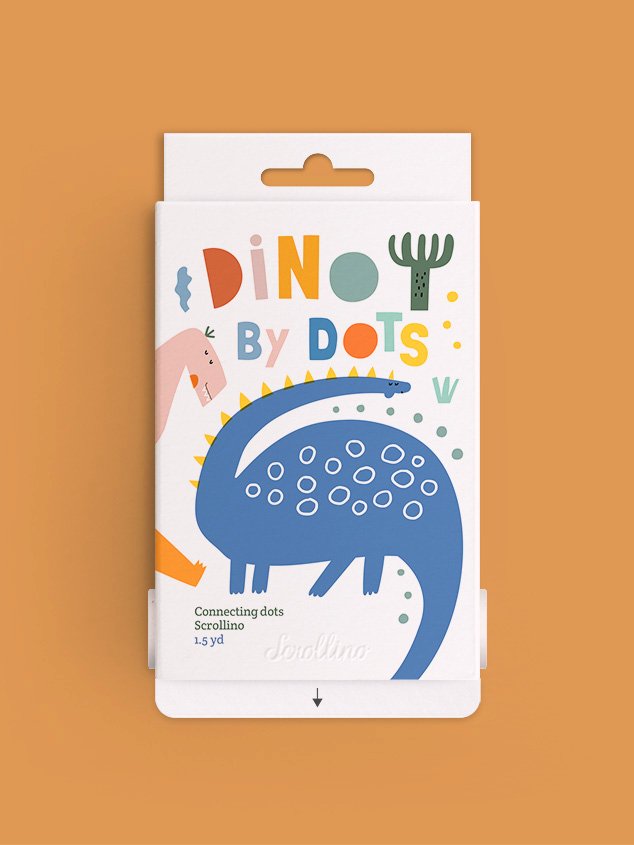 Scrollino Dino by Dots taškų jungimo ir spalvinimo knyga ritinys